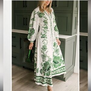 Elegant Green Floral Maxi Dress